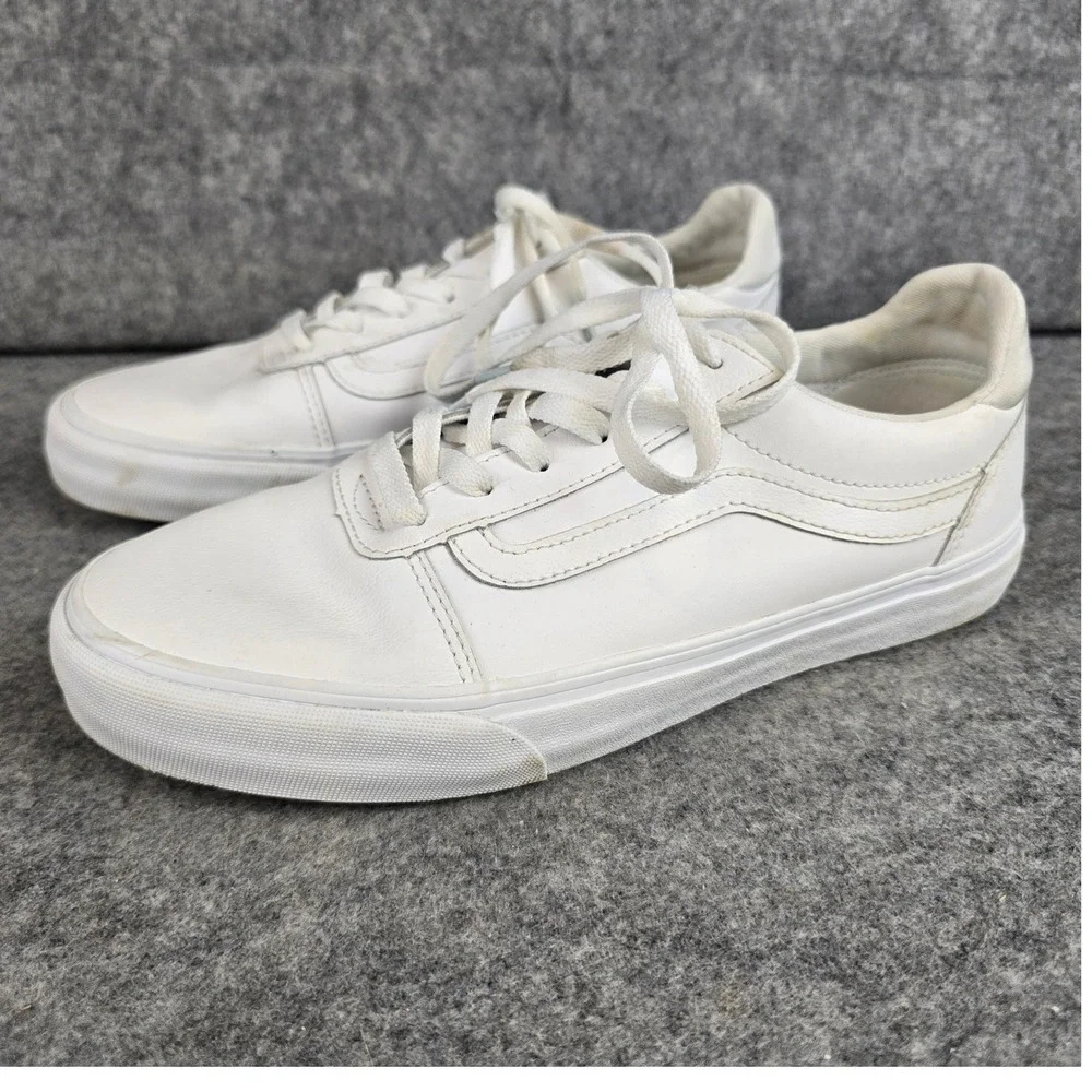 Vans Ward Luxe Comfort Womens 10 White Tonal Leather Skate Shoes Low Top Sneaker